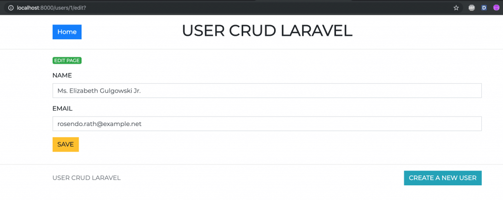 Giao Diện Chỉnh Sửa Người Dùng Laravel CRUD
